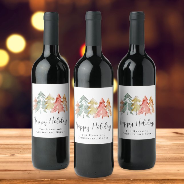 Etiqueta Para Botella De Vino Elegante negocio Felices Fiestas Navidad (Subido por el creador)