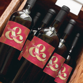 Etiqueta Para Botella De Vino Elegante Opción Dorada Rosa Magenta Boda Personali