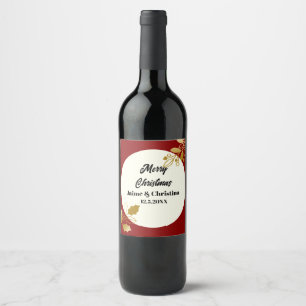 Etiqueta Para Botella De Vino Elegante Oro Rojo y Personalizado de Marfil Feliz 