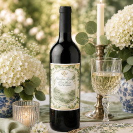 Etiqueta Para Botella De Vino Elegante pabellón de jardín junto al lago floral 