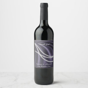 ETIQUETA PARA BOTELLA DE VINO ELEGANTE PERSONALIZABLE DE PERLAS SATIN