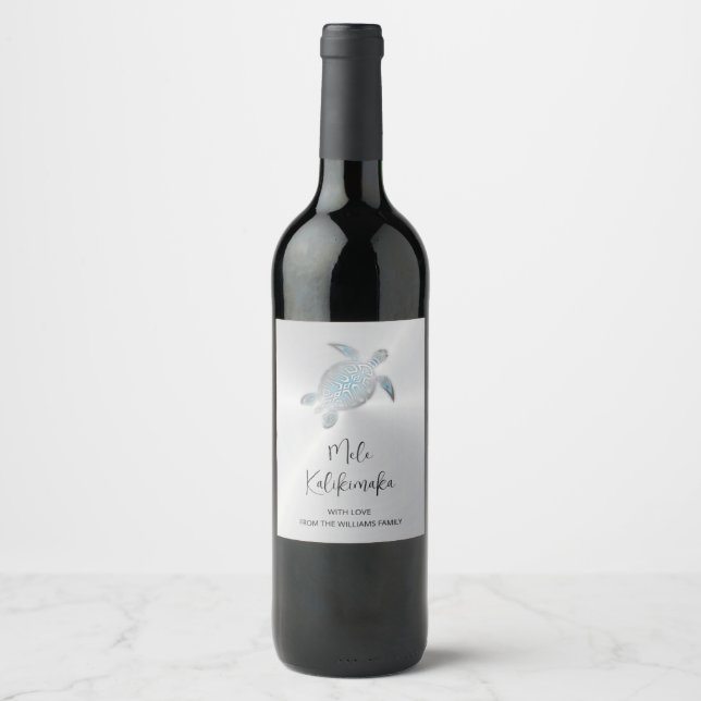 Etiqueta Para Botella De Vino Elegante Personalizado de Navidades hawaianos (Anverso)