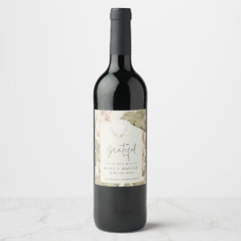 Etiqueta Para Botella De Vino Elegante Playa Tropical Agradecimiento Boda