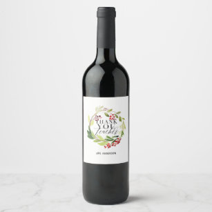 Etiqueta Para Botella De Vino elegante profesora de guirnalda floral 