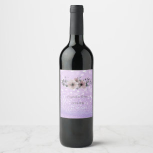 Etiqueta Para Botella De Vino Elegante Purpurinoso Bokeh Floral