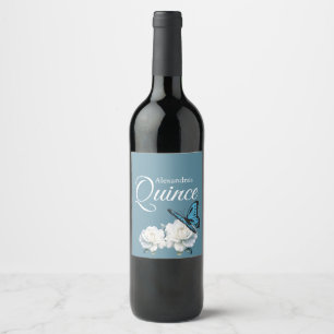 Etiqueta Para Botella De Vino Elegante Quinceañera azul claro - Personalizado ma