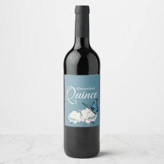 Etiqueta Para Botella De Vino Elegante Quinceañera azul claro - Personalizado ma
