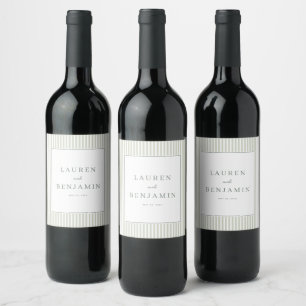 Etiqueta Para Botella De Vino Elegante Rayado Verde Minimalista