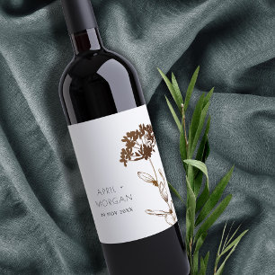 ETIQUETA PARA BOTELLA DE VINO ELEGANTE RELIEVE METALIZADO DE COBRE HIDRANGEA BOD