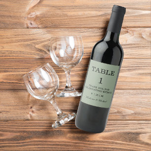 Etiqueta Para Botella De Vino Elegante Remolino Ornado Verde Salvia Floral Boda