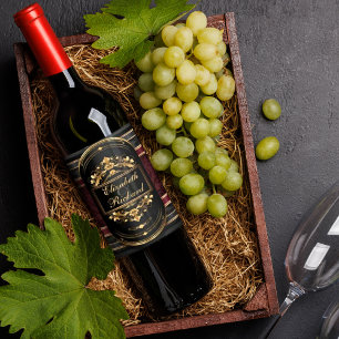 Etiqueta Para Botella De Vino Elegante Romance Vintage Demask Celebración