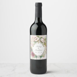 Etiqueta Para Botella De Vino Elegante Romántico Rústico Floral Boda Square Stic