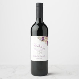 Etiqueta Para Botella De Vino Elegante Rosa Boda morado e marfil