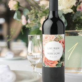 Etiqueta Para Botella De Vino Elegante Rosa Boda personalizado