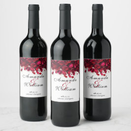 Etiqueta Para Botella De Vino Elegante Rosa Petals Boda