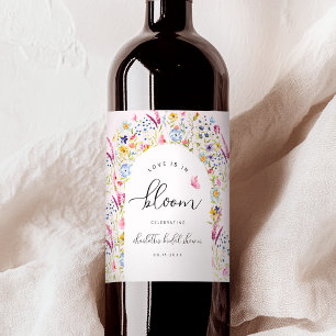 Etiqueta Para Botella De Vino Elegante Rubor Floral Bridal Shower