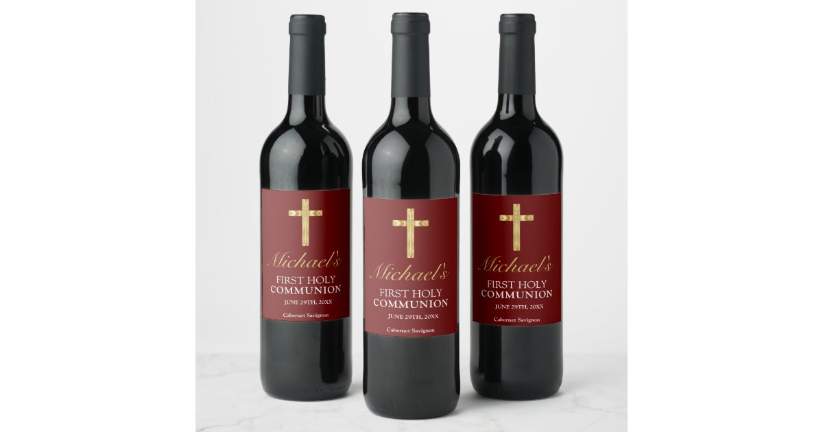 Etiquetas Primera Comunión Sagrada botellas de vino
