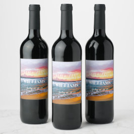 Etiqueta Para Botella De Vino Elegante Sunset Beach Tropical Summer