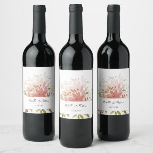 Etiqueta Para Botella De Vino Elegante Terracota Acuarela Floral Personalizada