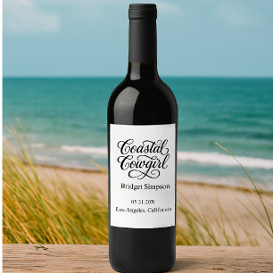 Etiqueta Para Botella De Vino Elegante vaquera costera Charm Bachelorette