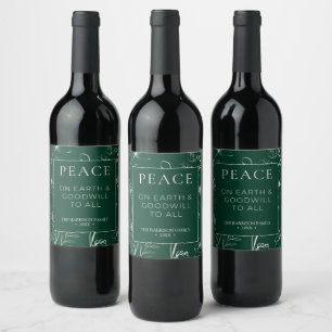 Etiqueta Para Botella De Vino Elegante Verde Esmeralda Botánico Paz Vacaciones