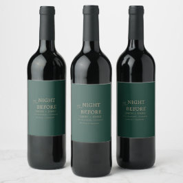 Etiqueta Para Botella De Vino Elegante verde esmeralda la noche antes del Boda