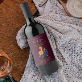 Etiqueta Para Botella De Vino Elegante vibrante Red Gold Mandala Boda indio