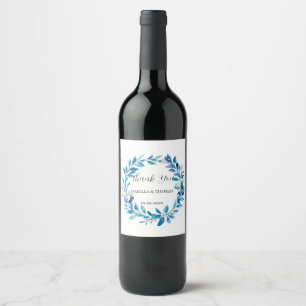Etiqueta Para Botella De Vino Elegante victoriano azul marino lirio floral botán
