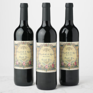 Etiqueta Para Botella De Vino Elegante victoriano victoriano rosa de color rosa 