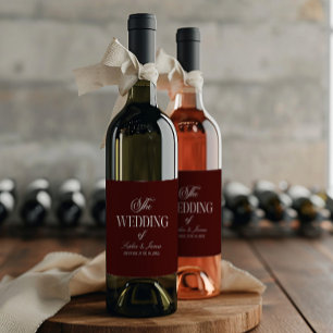 Etiqueta Para Botella De Vino Elegante Vintage Marfil Burgundy Boda