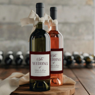 Etiqueta Para Botella De Vino Elegante Vintage Marfil Burgundy Boda