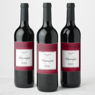 Etiqueta Para Botella De Vino Elegante Y Elegante Fondo Rojo Elegante Vino