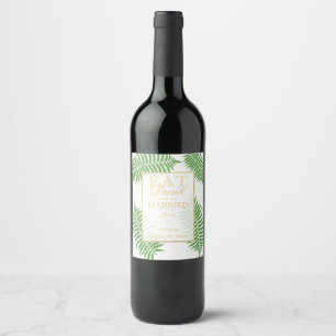 Etiqueta Para Botella De Vino Elegante y Estilosa Boda de Helecho