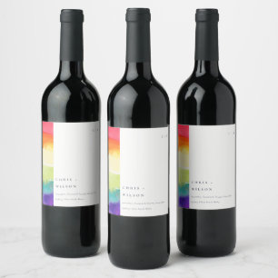 Etiqueta Para Botella De Vino Elegante y minimalista Boda del arcoiris del orgul