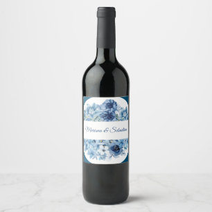 Etiqueta Para Botella De Vino Elegante y sencillo diseño de color azul rústico