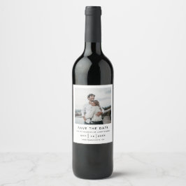 Etiqueta Para Botella De Vino Elegante y Simple Boda Moderna Salva la Fecha