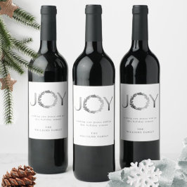 Etiqueta Para Botella De Vino Elegante y Simple "JOY" Vino de Fiesta con Hologra