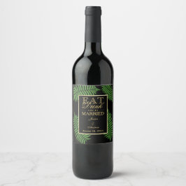Etiqueta Para Botella De Vino Elegante y sofisticada boda de helecho