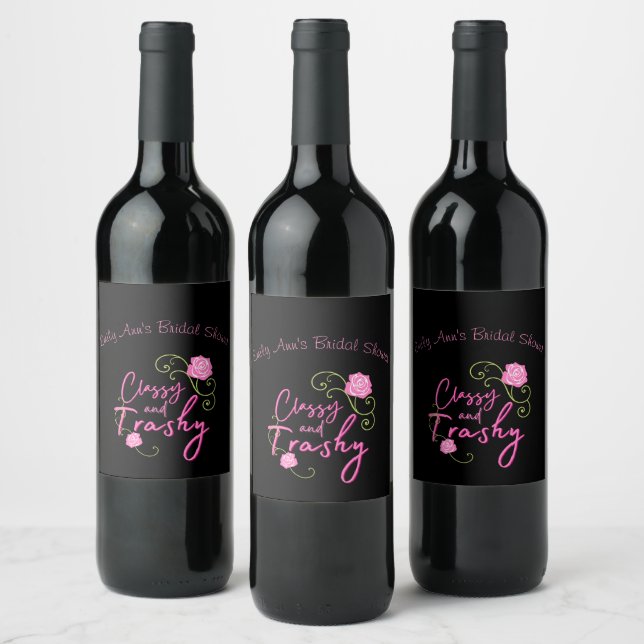Etiqueta Para Botella De Vino Elegante y vulgar rosa personalizado (Botellas)