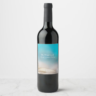 Etiqueta Para Botella De Vino Elegantes conchas marinas Blue Tropical Beach Wine