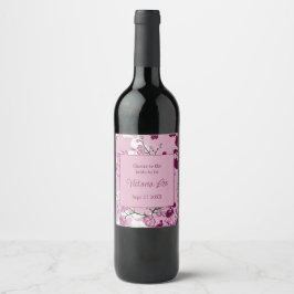 Etiqueta Para Botella De Vino Elegantes flores de cerezo rosadas Baby Shower nup