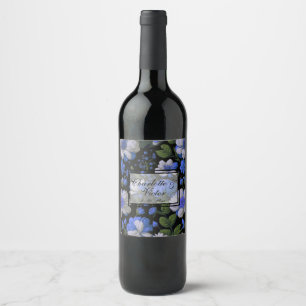 Etiqueta Para Botella De Vino Elegantes flores retro elegantes de color blanco a
