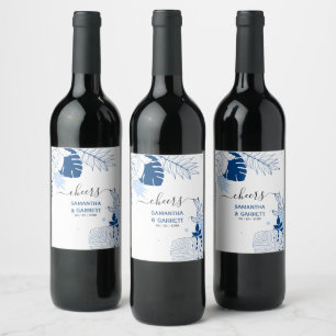 Etiqueta Para Botella De Vino Elegantes hojas tropicales