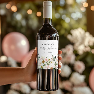 Etiqueta Para Botella De Vino Elegantes Magnolias en Acuarela para Baby Shower