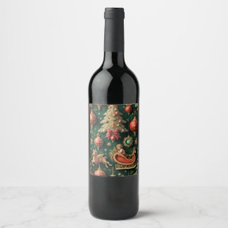 Etiqueta Para Botella De Vino Elegantes Navidades barrocos Etiqueta de botellas 