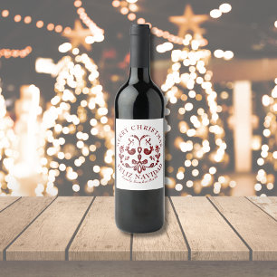 Etiqueta Para Botella De Vino Elegantes Navidades bilingües de Borgoña