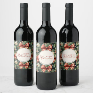 Etiqueta Para Botella De Vino Elegantes Navidades Cheer Candy Cane Bows Personal