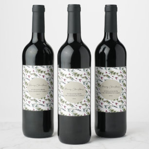 Etiqueta Para Botella De Vino Elegantes Navidades de Poinsettia Botánica