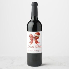 Etiqueta Para Botella De Vino Elegantes Navidades de Santa Baby Shower Red Bow