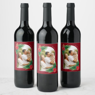 Etiqueta Para Botella De Vino Elegantes Navidades foto vegetación de invierno